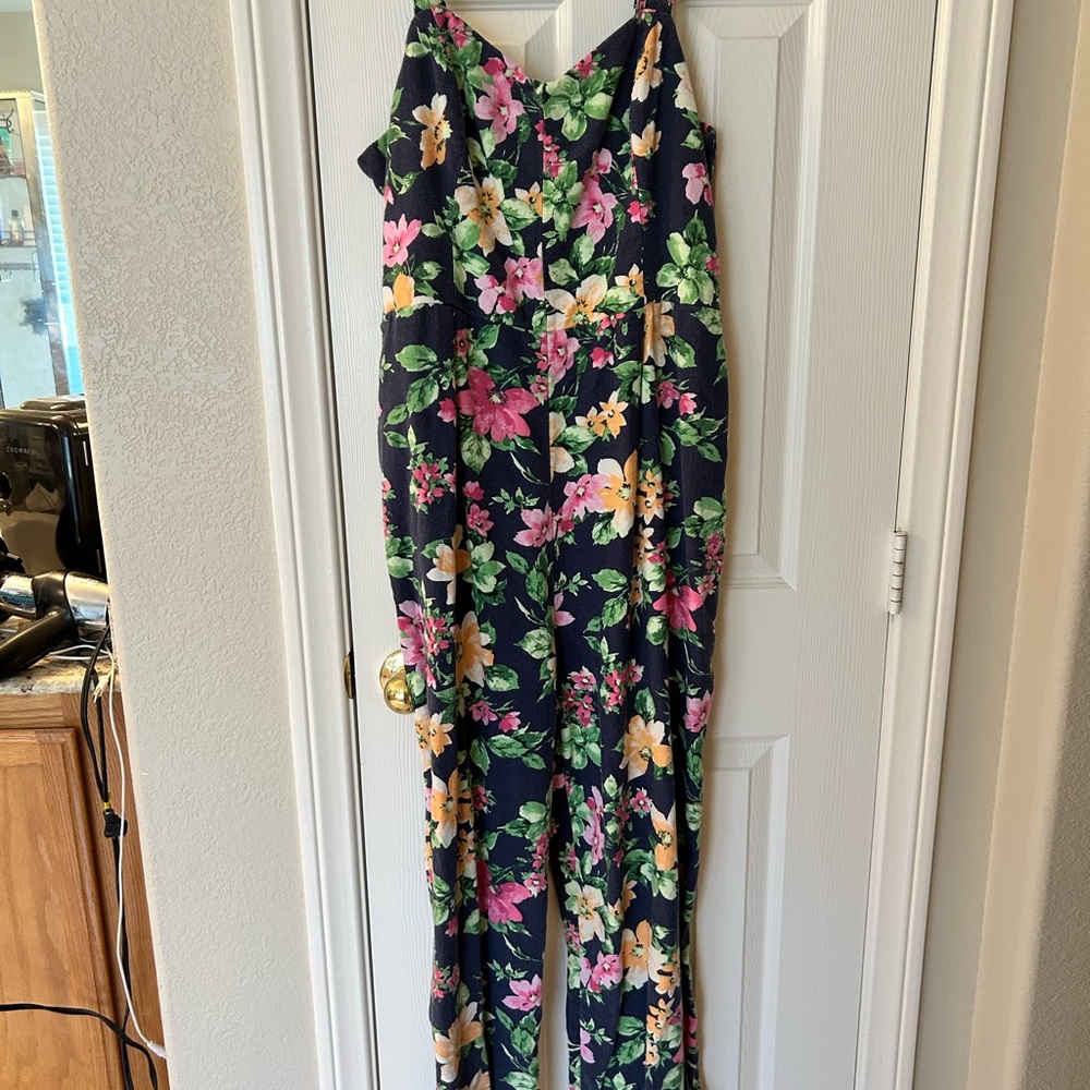 Old Navy Navy Floral Jumpsuit